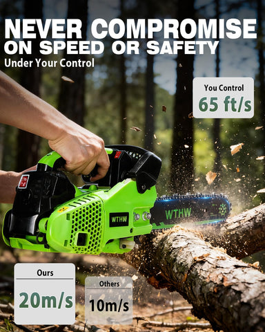 WTHW dual-trigger-throttle enhances control during precise pruning tasks.