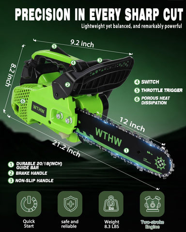 WTHW gas-powered-arborist-saw supports storm cleanup and fence-line clearance.