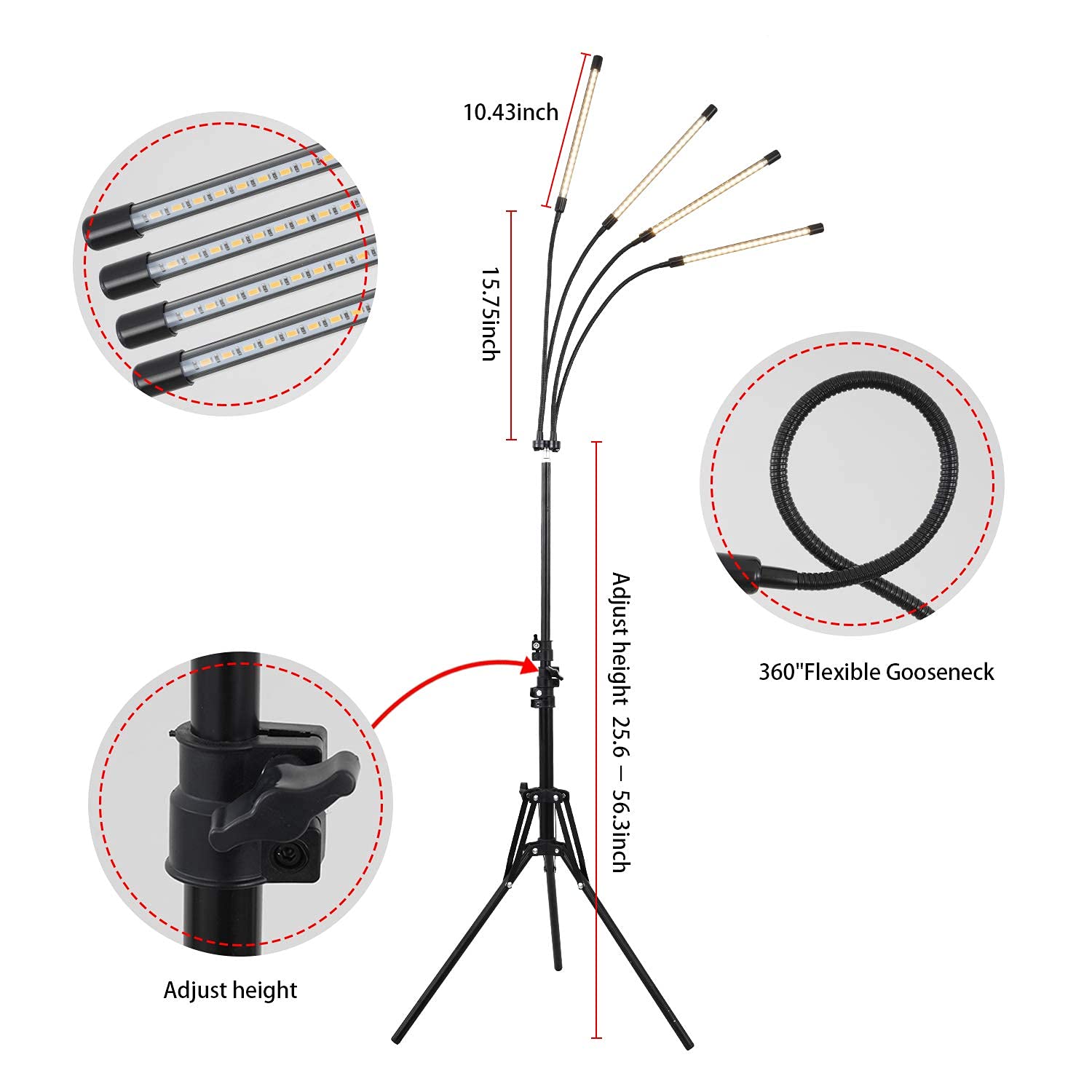 WTINTELL LED grow light stand ten dimmable levels for precise brightness