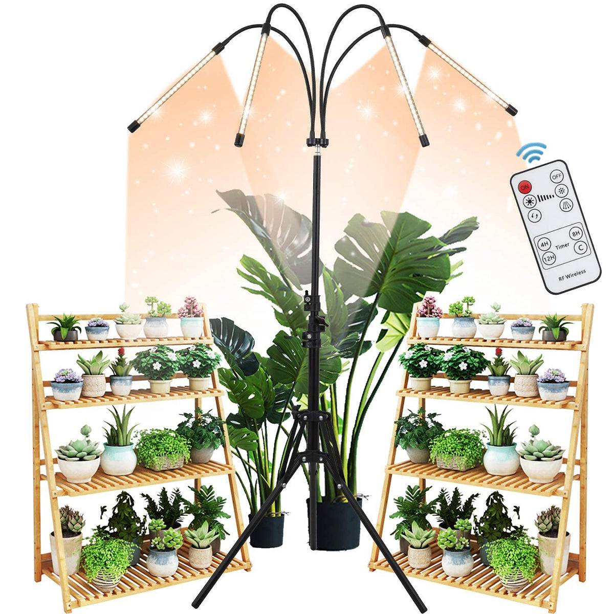WTINTELL LED grow light stand full spectrum illuminates indoor seedlings for even growth