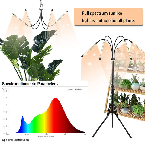 WTINTELL LED grow light stand height adjustable for optimal seedling development