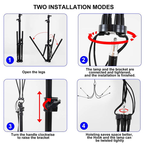 WTINTELL LED grow light stand timing modes automate daily light cycles