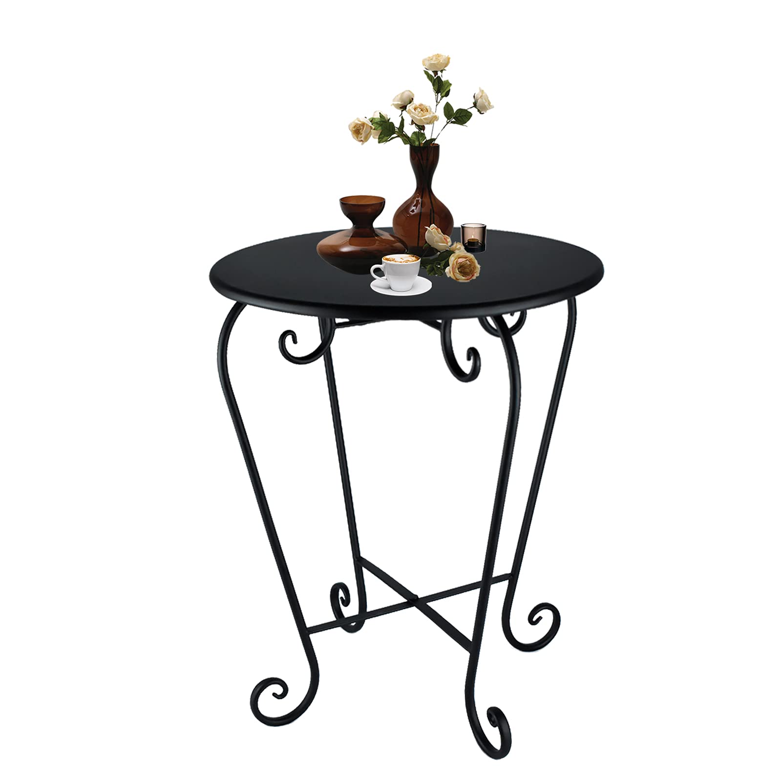 Wtiujhg small patio side table round metal surface ideal for drinks outdoors
