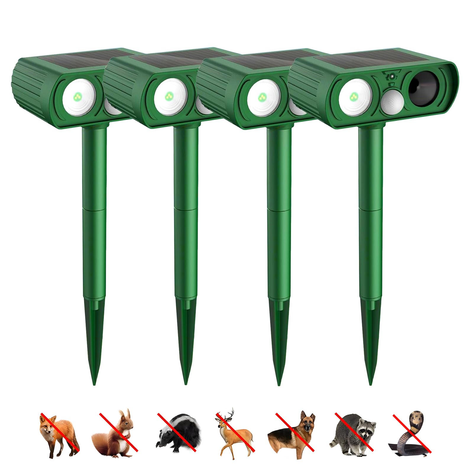 WTUUT Solar Animal Repeller front view for garden deterrence.