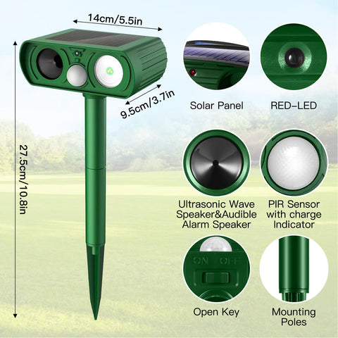 WTUUT Solar Animal Repeller side view showing weatherproof design.