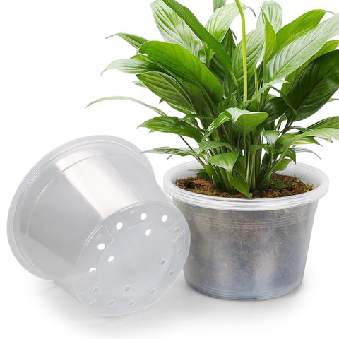 WTXHOP 5 Pack 12 Inch Clear Nursery Pots with visibility for seedling roots