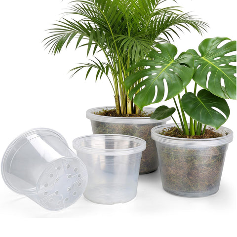 WTXHOP 15-pack clear nursery pot 8-inch for seedling growth with drainage for healthy roots
