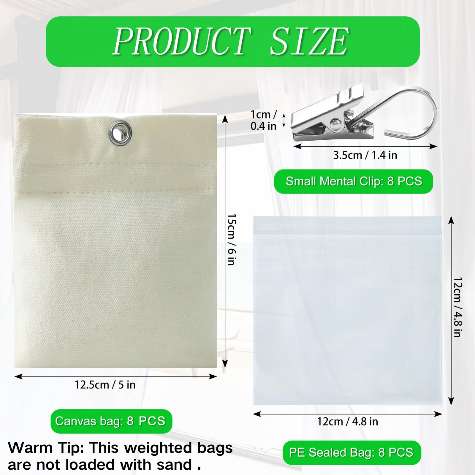 WUBOECE curtain weights with metal clips securely fasten drapes.