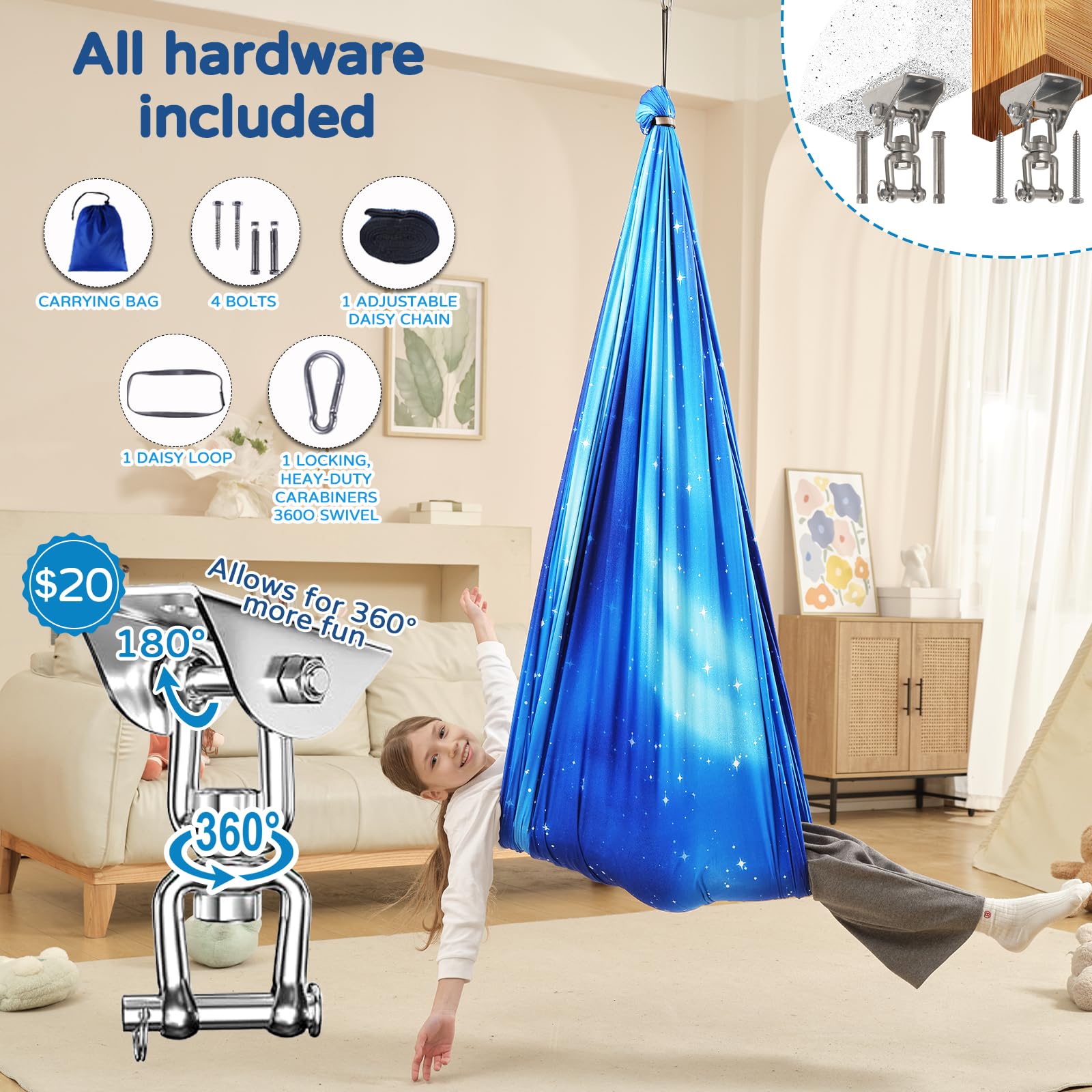 WUBOTIYU cuddly sensory hammock ideal for kids' calming play