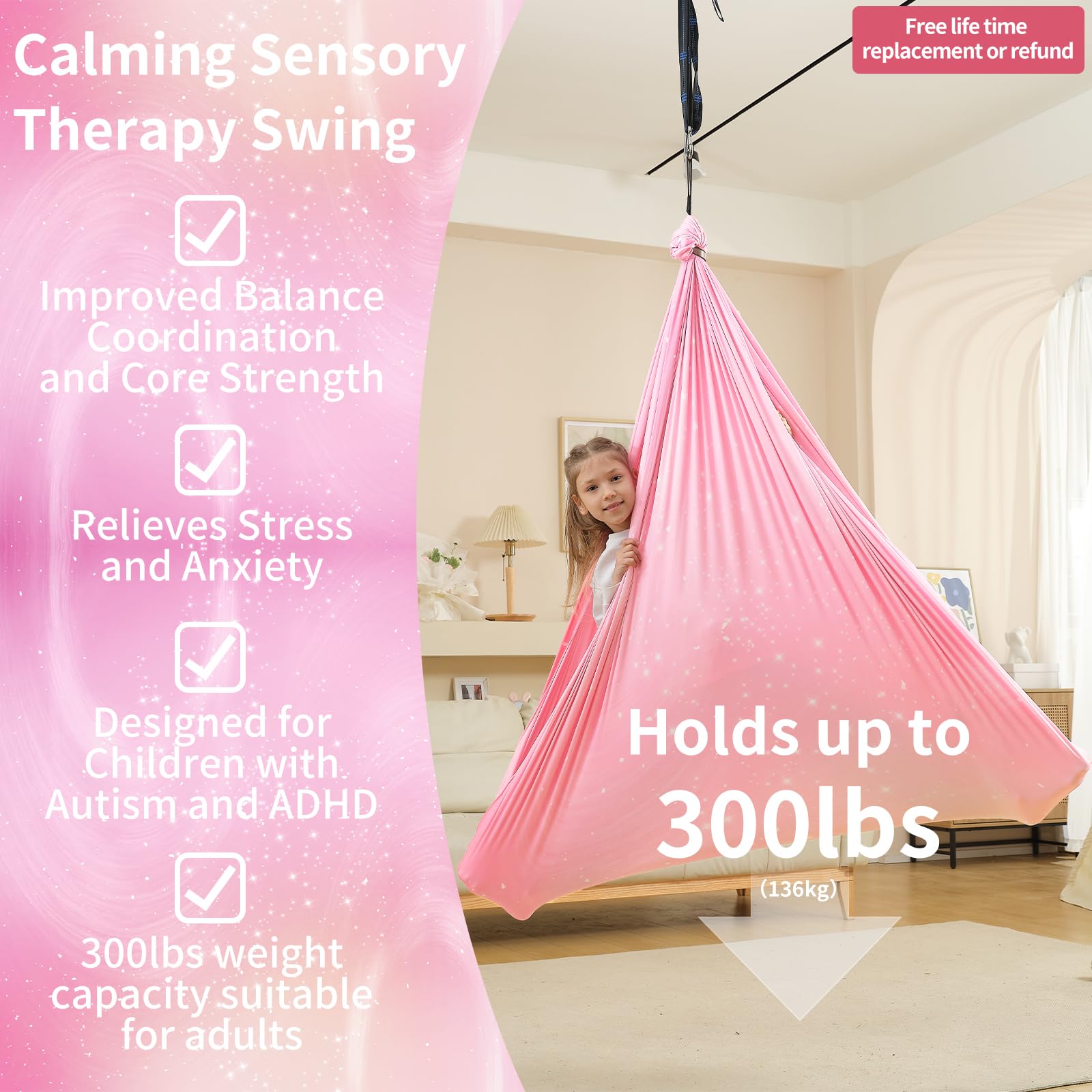 WUBOTIYU double-layer fabric hammock showing soft, durable material for daily use