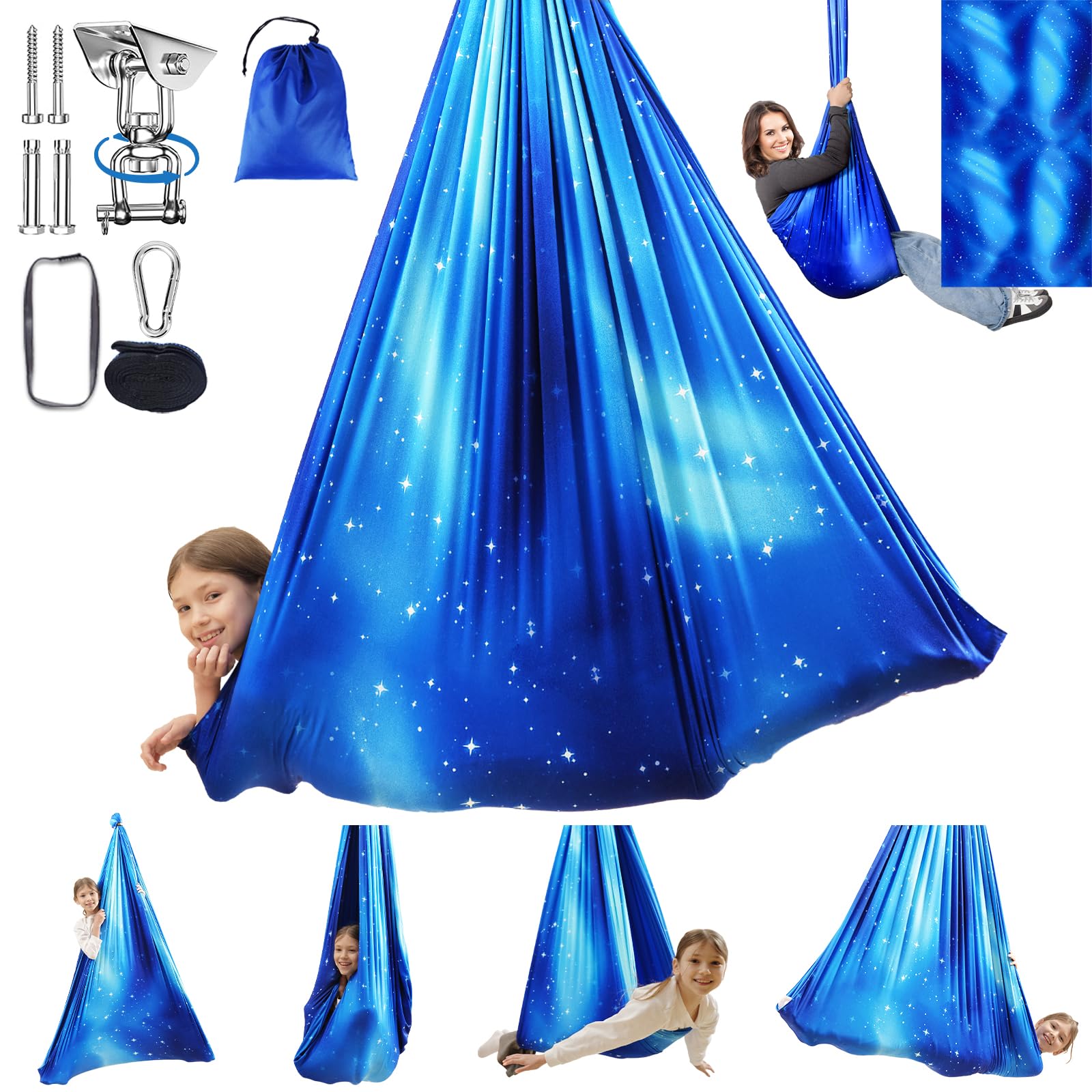 WUBOTIYU sensory swing star blue assembly view for easy setup and secure mounting