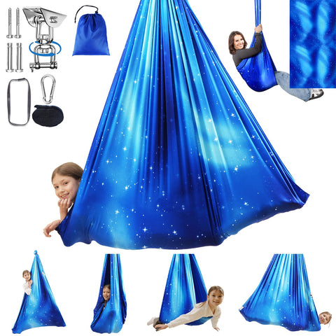 WUBOTIYU sensory swing star blue assembly view for easy setup and secure mounting