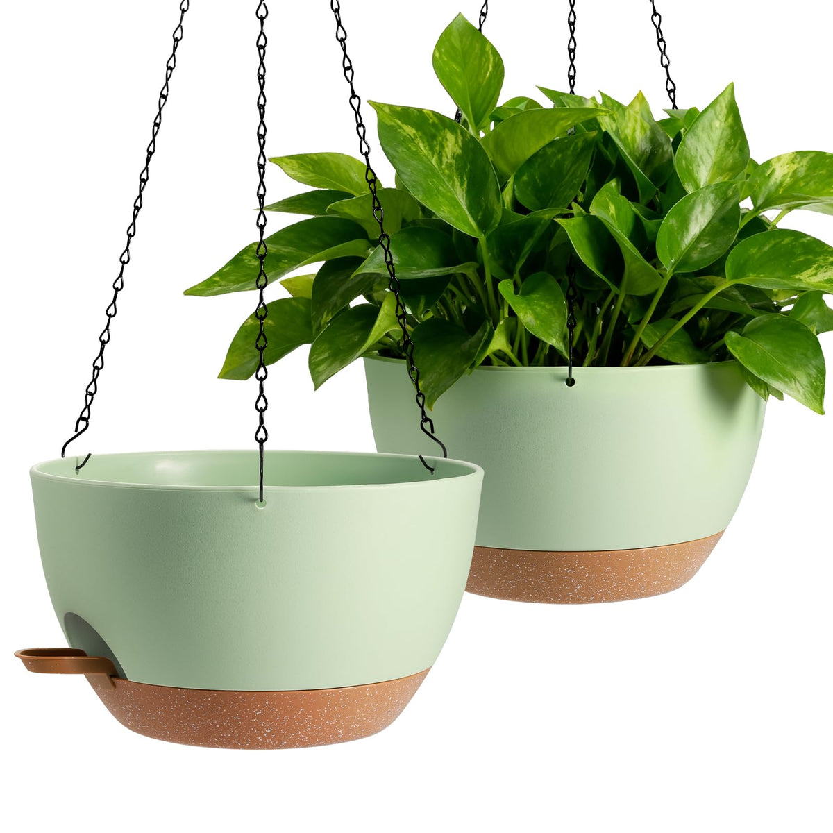 WUCEIAUU 13-inch self-watering hanging planter set for indoor and outdoor use