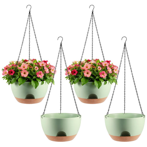 WUCEIAUU 4-piece hanging planters with self-watering base for low-maintenance greenery.