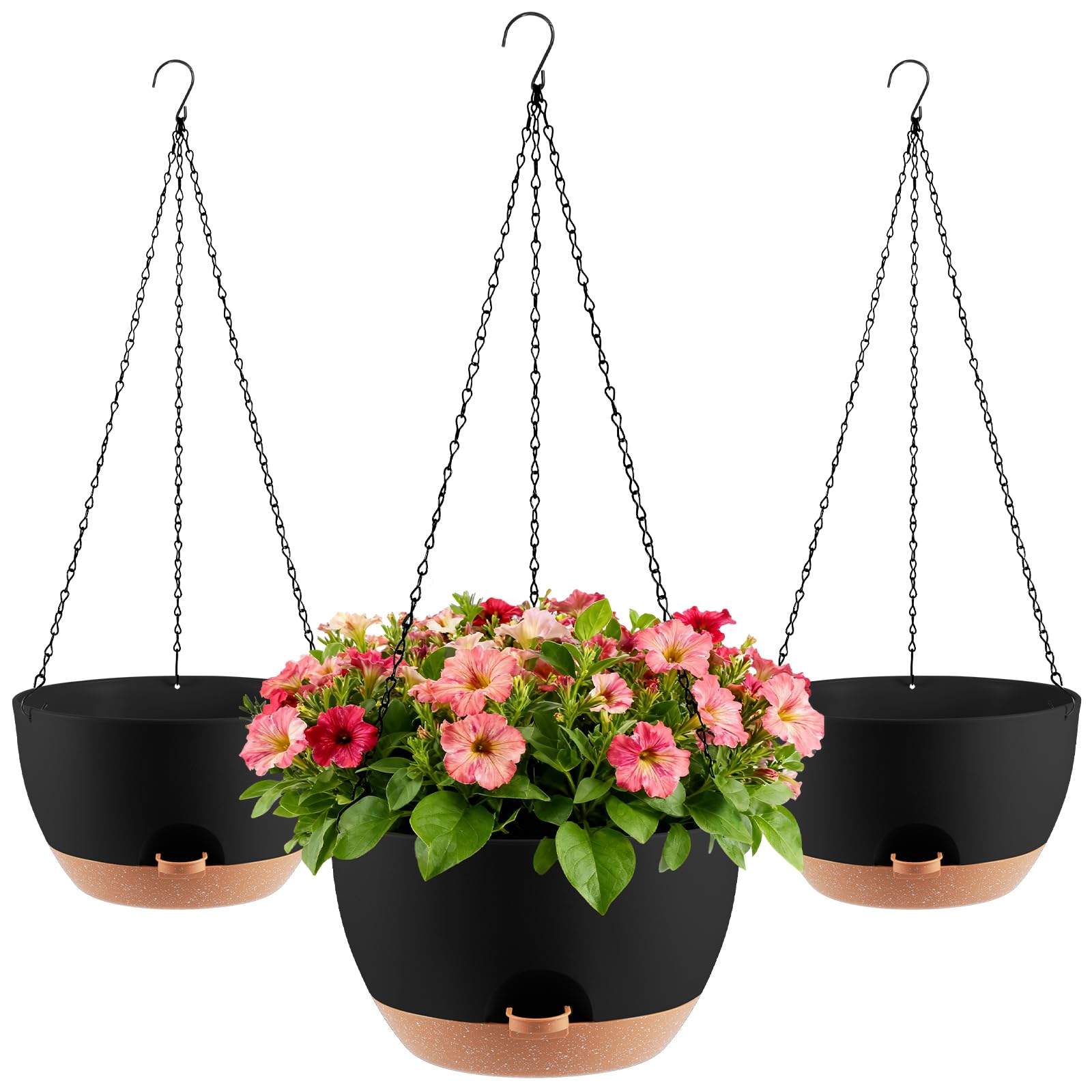 WUCEIAUU self-watering hanging planter base keeps soil moist longer.