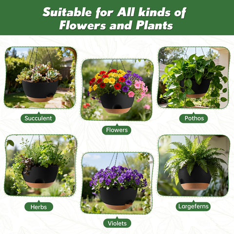 WUCEIAUU two-pack self-watering planters with included hanging chains for easy installation