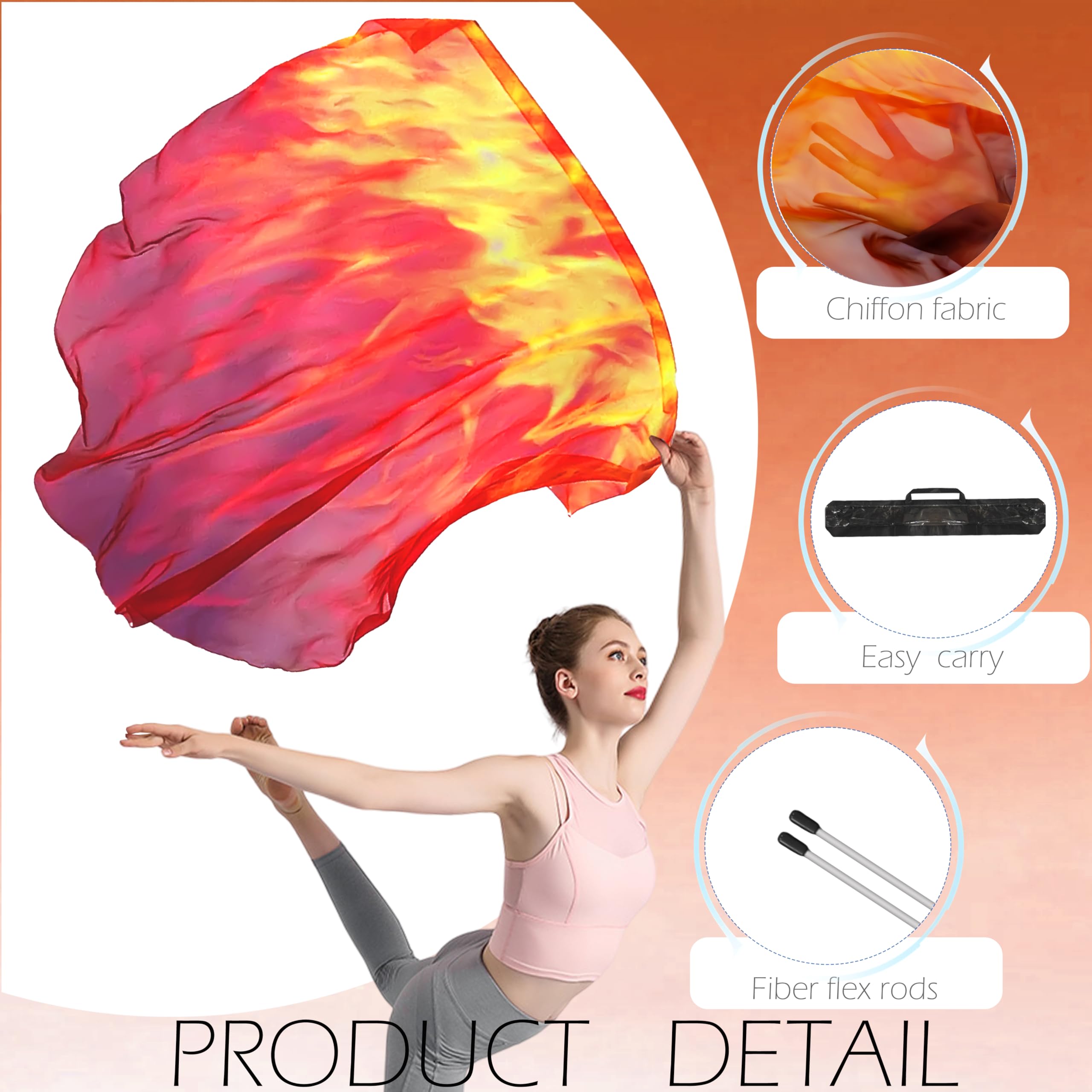 Wuchieal chiffon worship flags close-up, translucent fabric adds visual drama.
