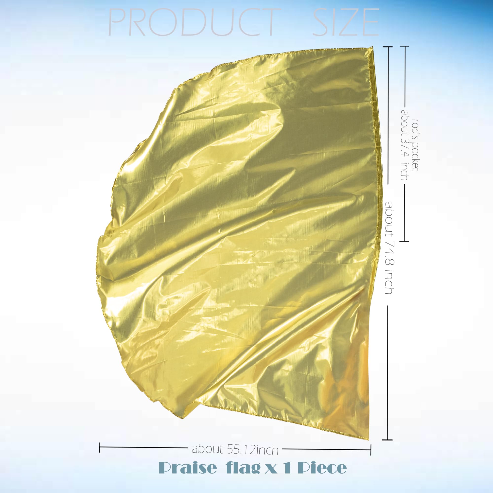 Wuchieal semicircle banner gold flag, 74 inch diameter, ideal for dynamic worship dances.