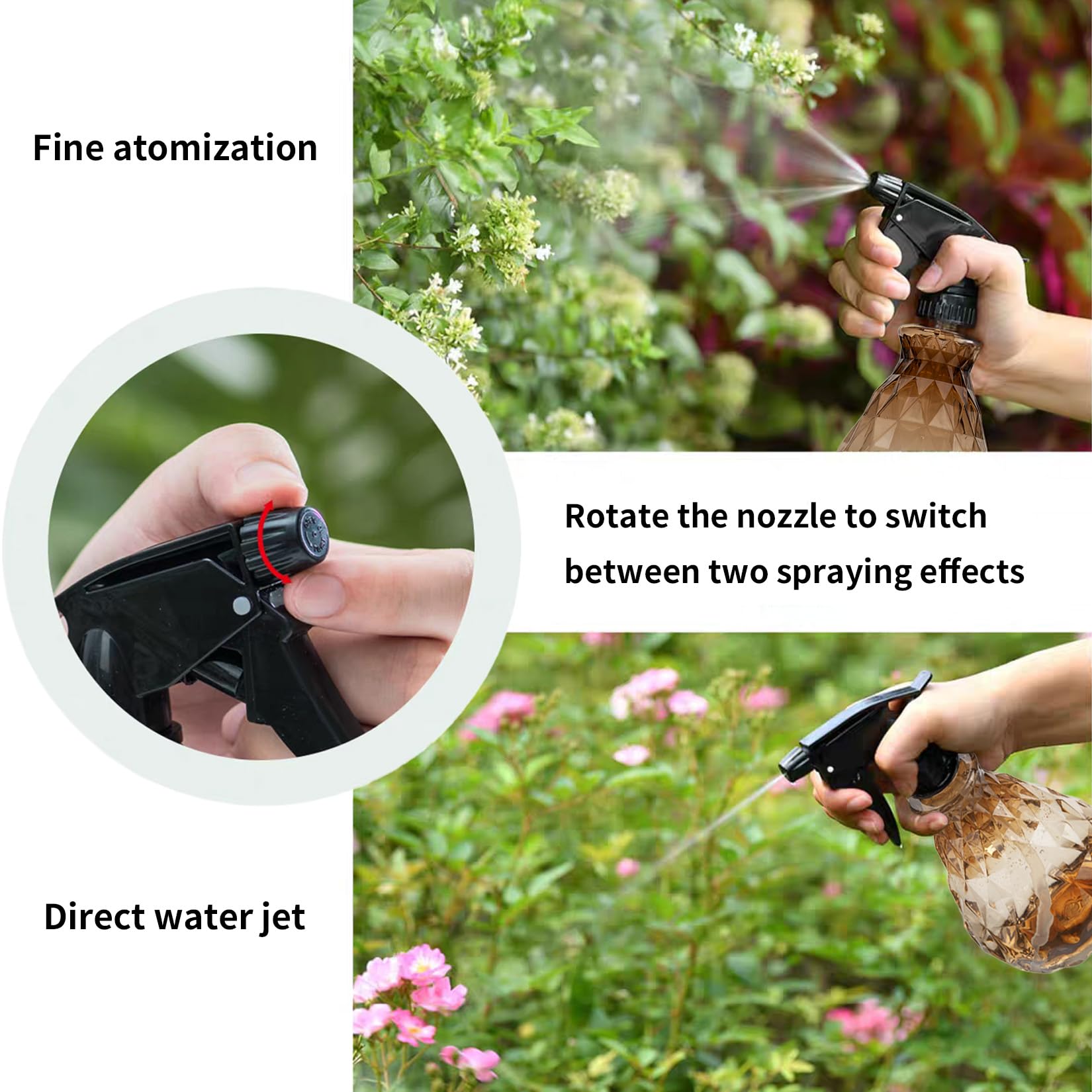 Wugongshan 500ml brown bottle with adjustable nozzle for two spray modes.