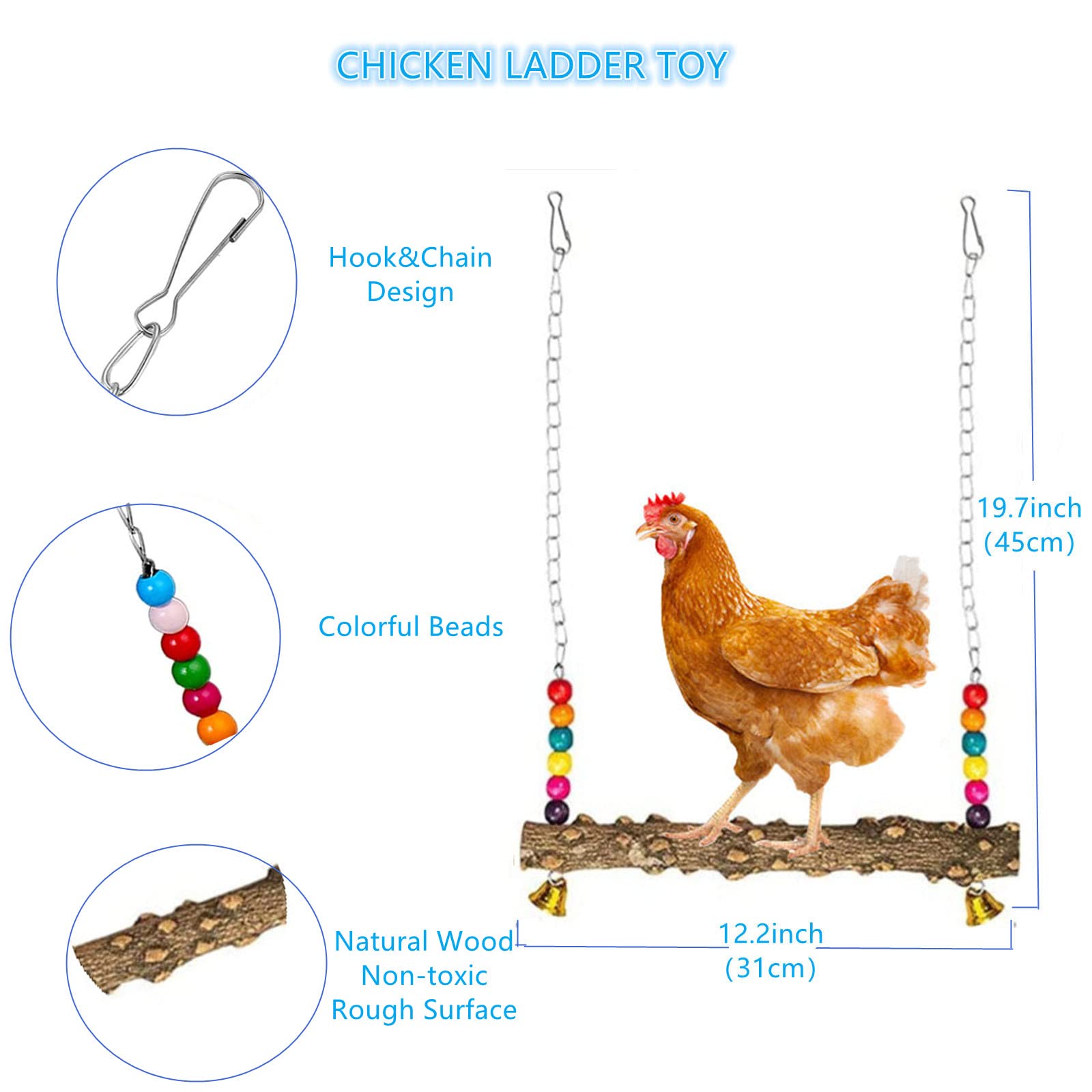 WUJCXRV chicken mirror with bells invites pecking interaction and auditory curiosity