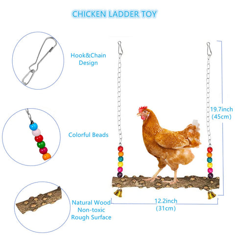 WUJCXRV chicken mirror with bells invites pecking interaction and auditory curiosity