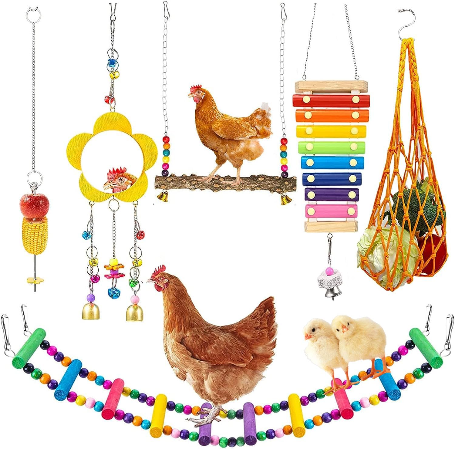 WUJCXRV Longer Chain Chicken Toys swing supports active hens and coop enrichment