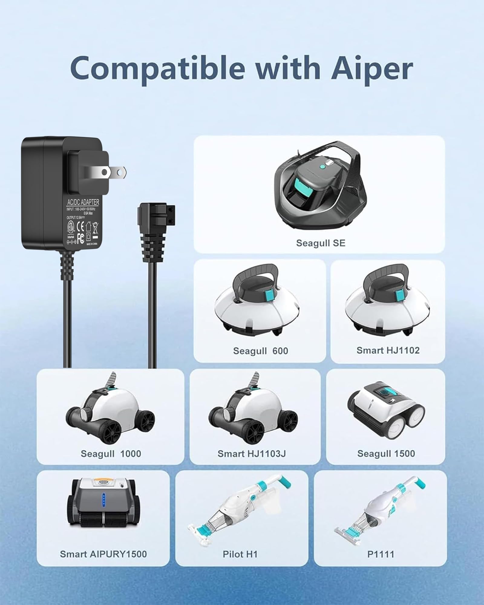 WUKUR Aiper Seagull 1000 charger for reliable pool cleaning sessions.