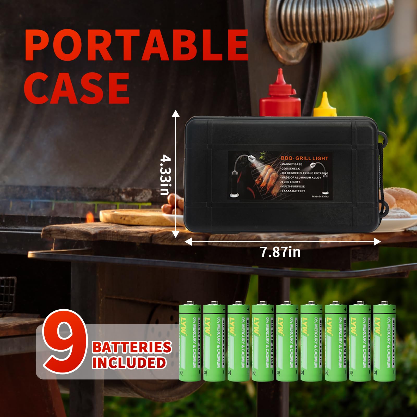 Wulakeo durable aluminum construction resists heat and weather for outdoor grilling.