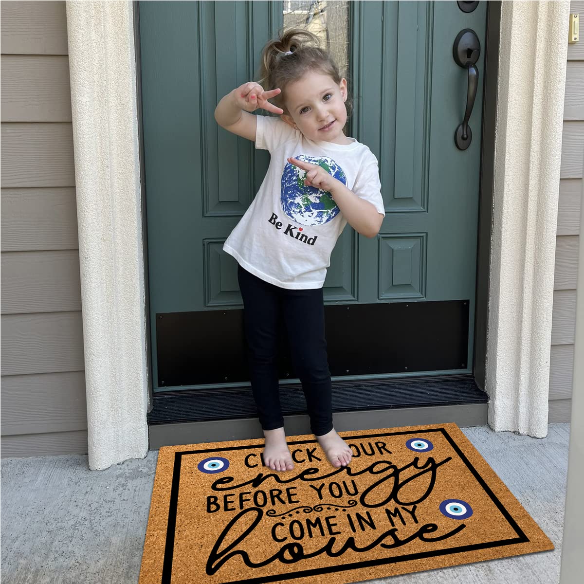 Wulidrom durable polyester doormat with non-slip bottom for outdoor use.
