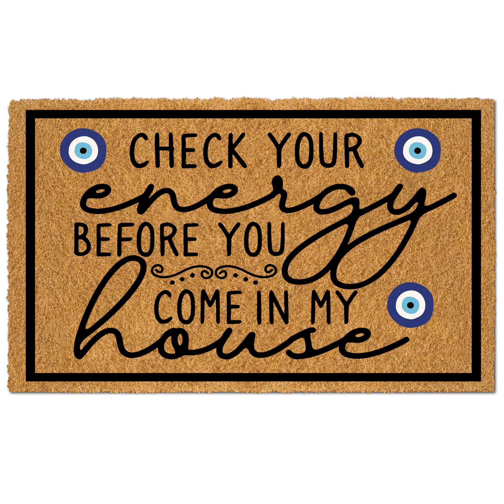 Wulidrom faux coir doormat at front door with durable, non-slip grip.