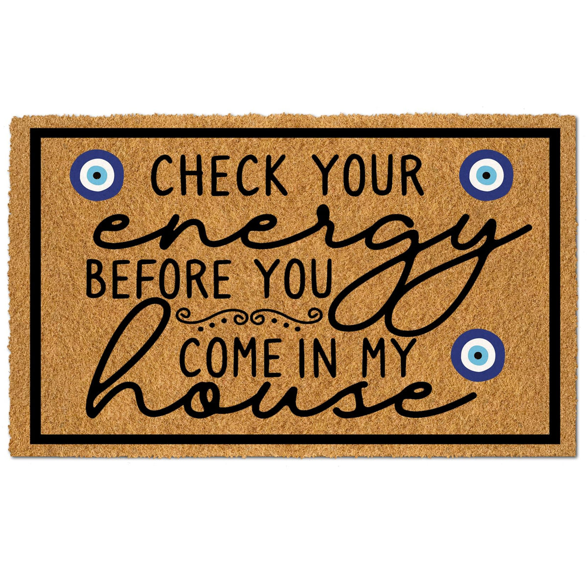 Wulidrom faux coir doormat at front door with durable, non-slip grip.