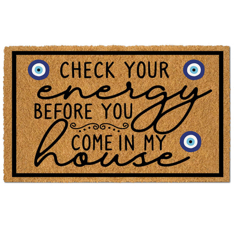 Wulidrom faux coir doormat at front door with durable, non-slip grip.