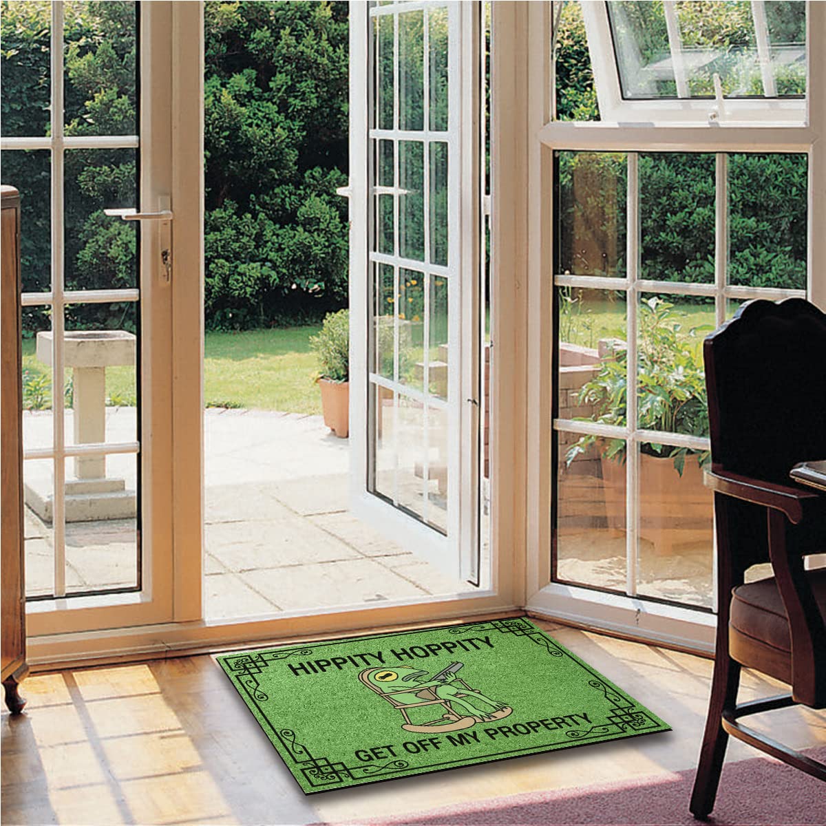 Wulidrom Hippity Hoppity doormat placed in a foyer setting