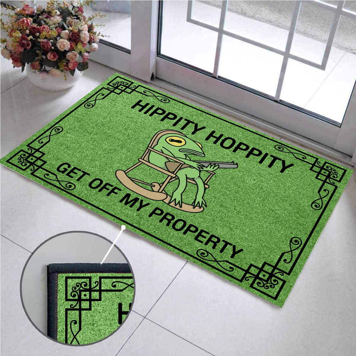 Wulidrom Hippity Hoppity doormat in indoor-outdoor entry showing versatility