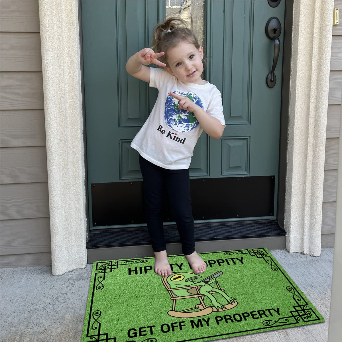 Wulidrom Hippity Hoppity doormat close-up highlighting durable fibers and texture
