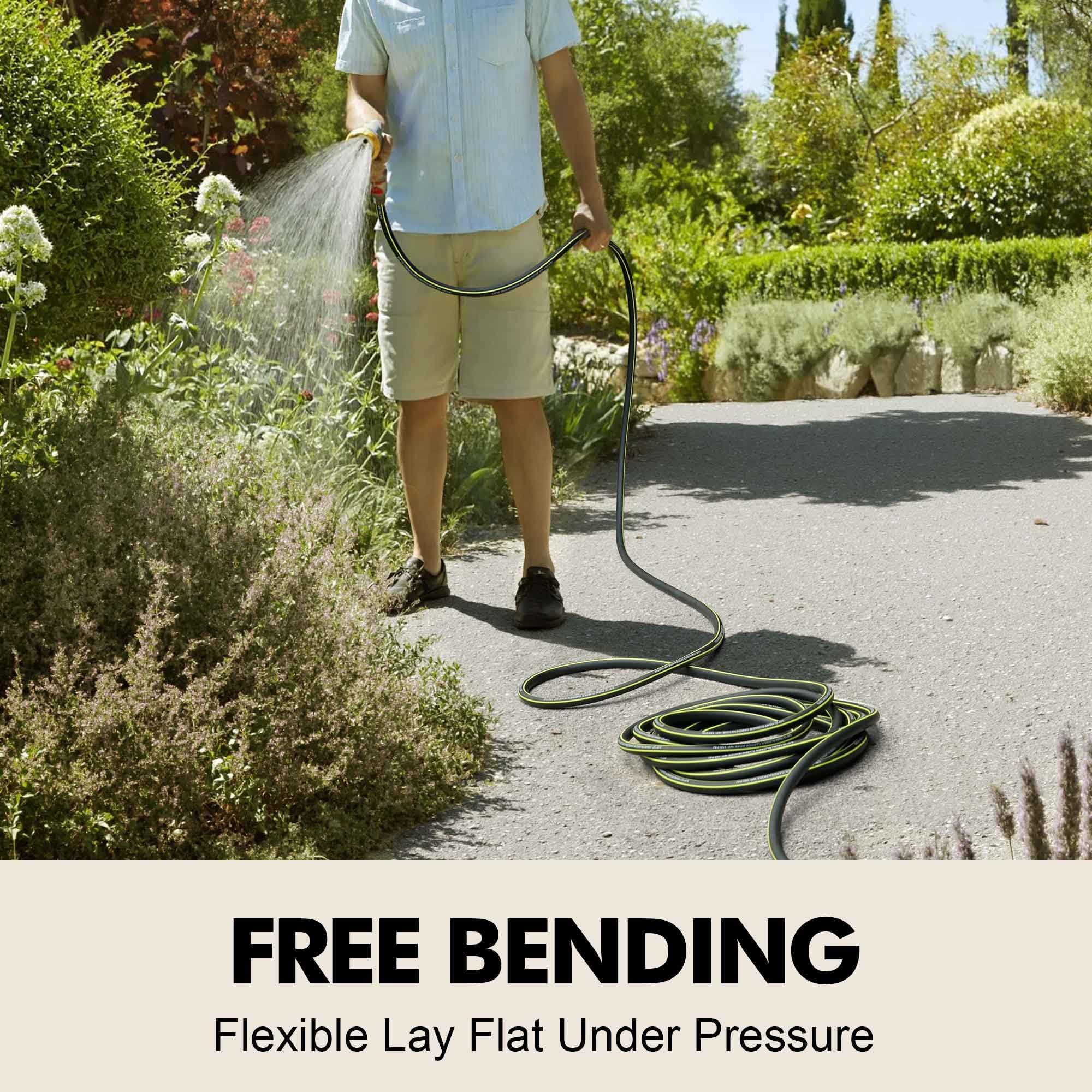 Wurzberge outdoor hose in a yard cleaning scenario for washing surfaces.