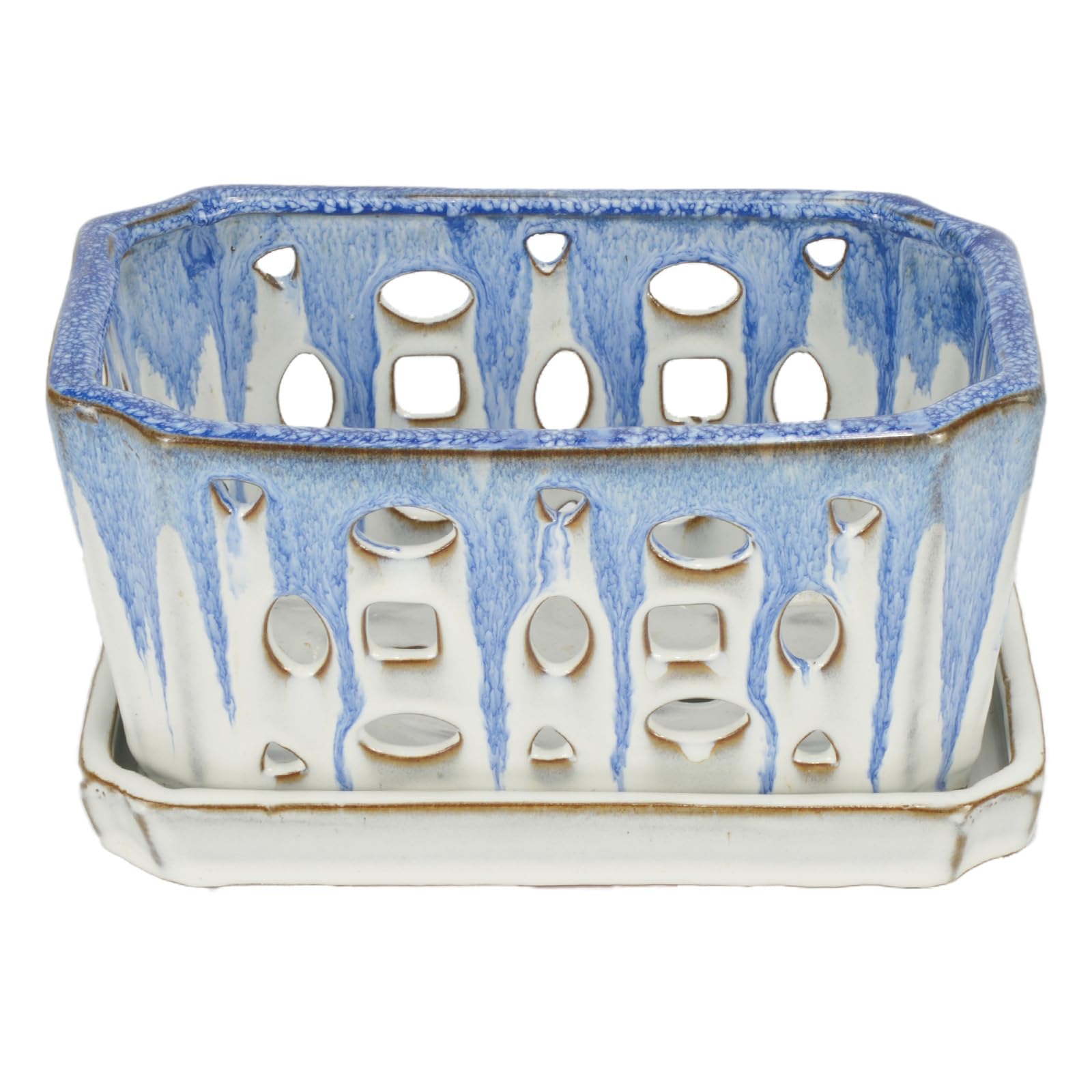 W&W Orchid Pot glazed finish detail adds elegant decor touch.