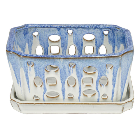 W&W Orchid Pot glazed finish detail adds elegant decor touch.