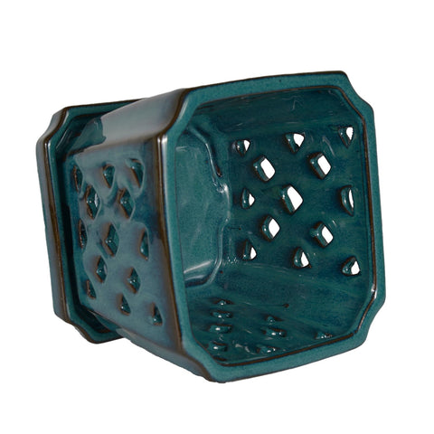 W&W Orchid Pot teal seven-inch diameter ideal for repotting orchids
