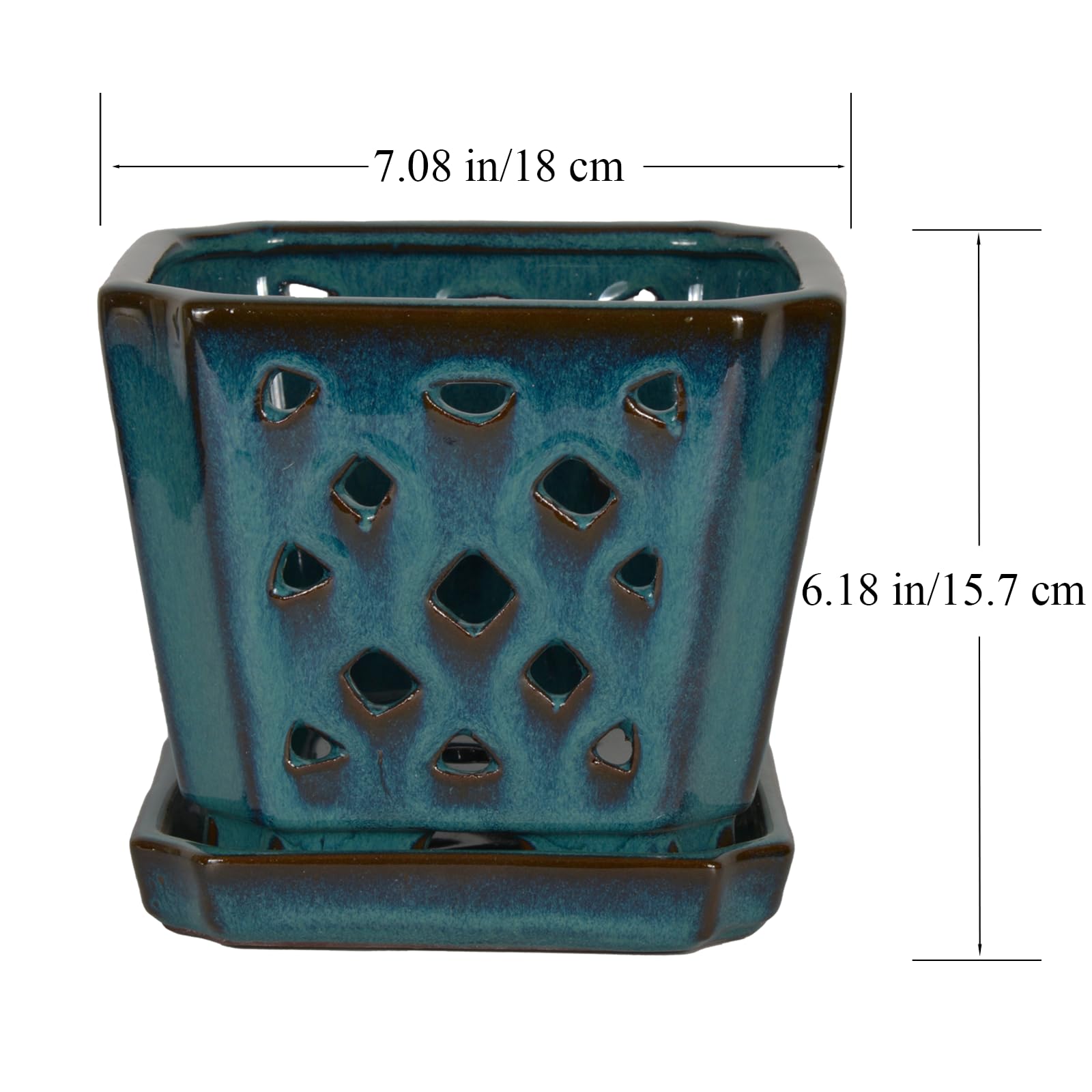 W&W Orchid Pot teal ceramic texture emphasizes quality