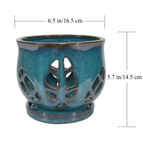 W&W orchid pot teal stylish decor fits shelves and windowsills beautifully.