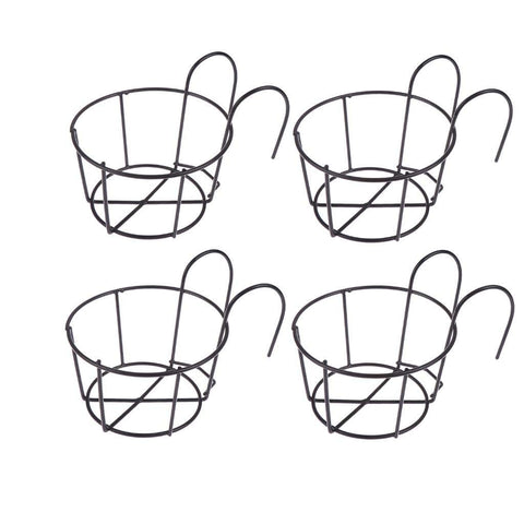 WWahuayuan round hanging planter on a balcony rail, sturdy and weather-resistant.