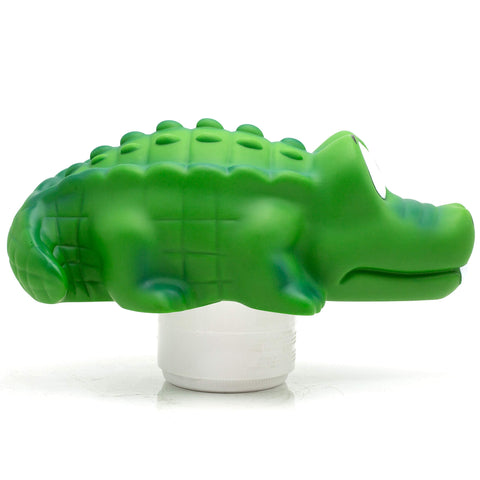WWD POOL Alligator floater side view in pool supports spa and hot tub use.