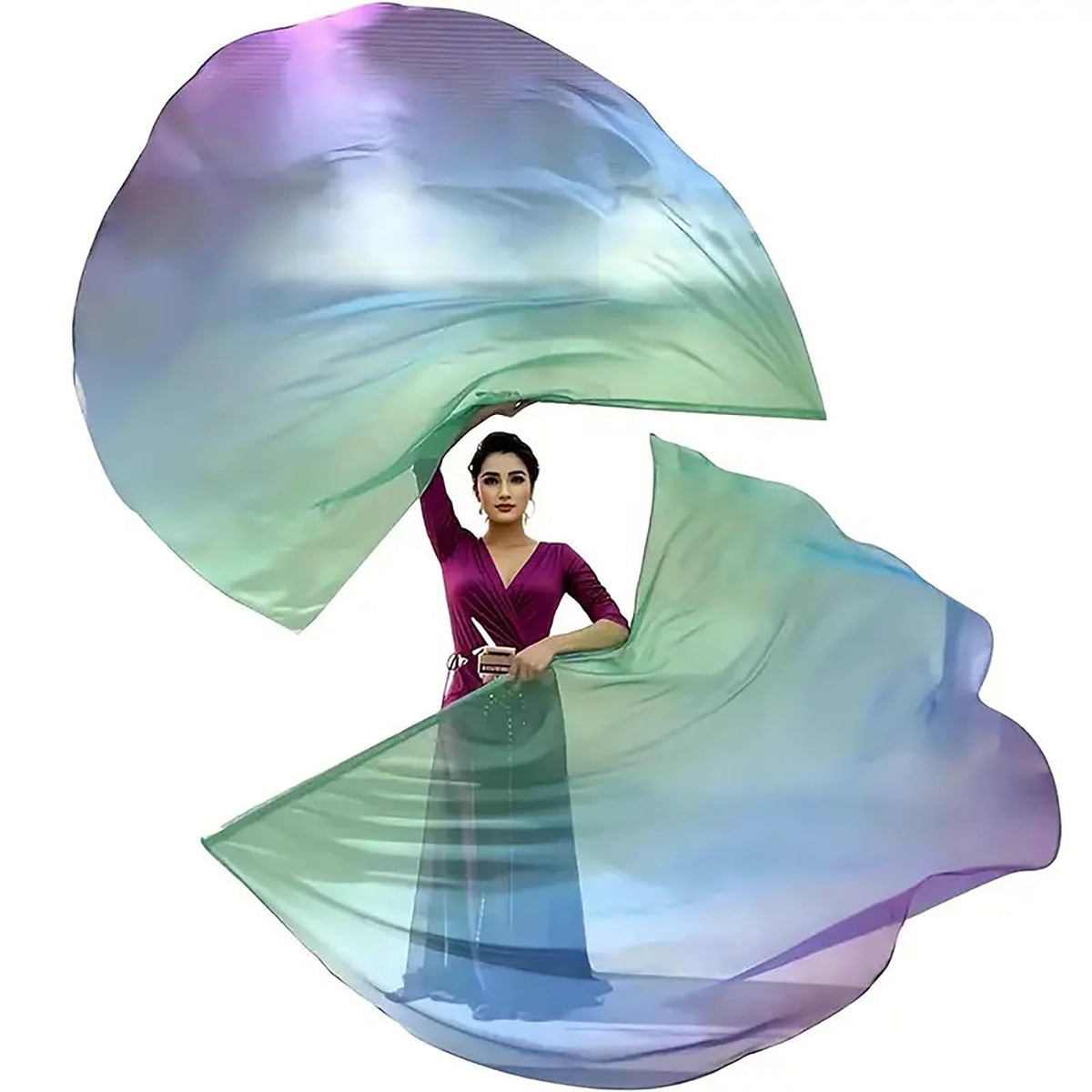 W WINTMING worship flag features semicircle angel wing in green and purple for vibrant performances