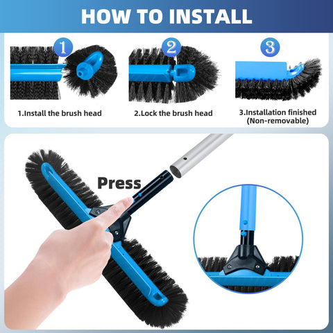 WXFANA curved-ends brush protects vinyl liners while scrubbing.