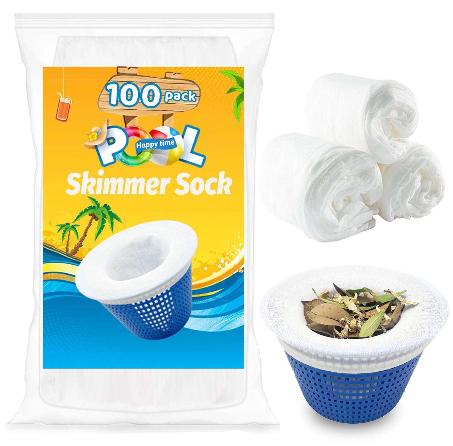 WXFANA pool skimmer socks pack; traps debris before it reaches the filter.
