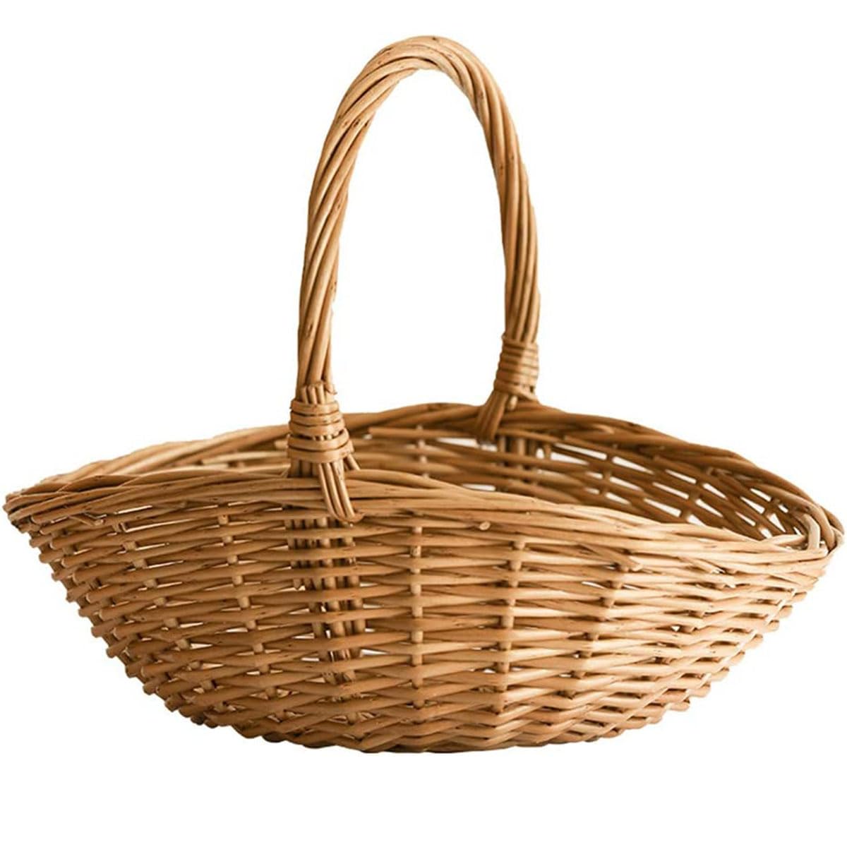 WXQGHDDF handwoven harvest basket with handle ideal for fresh produce transport.