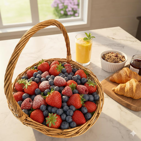 WXQGHDDF woven basket with sturdy handle for comfortable carrying.