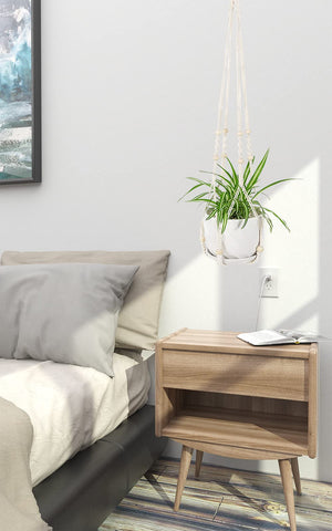 WXS-CHALL large macrame planter with no tassels for clean aesthetics.