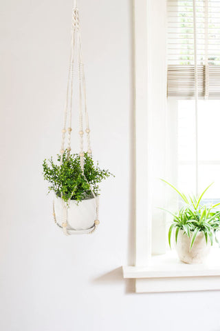 WXS-CHALL macrame planter hanger fits 6 to 12 inch pots for versatility.